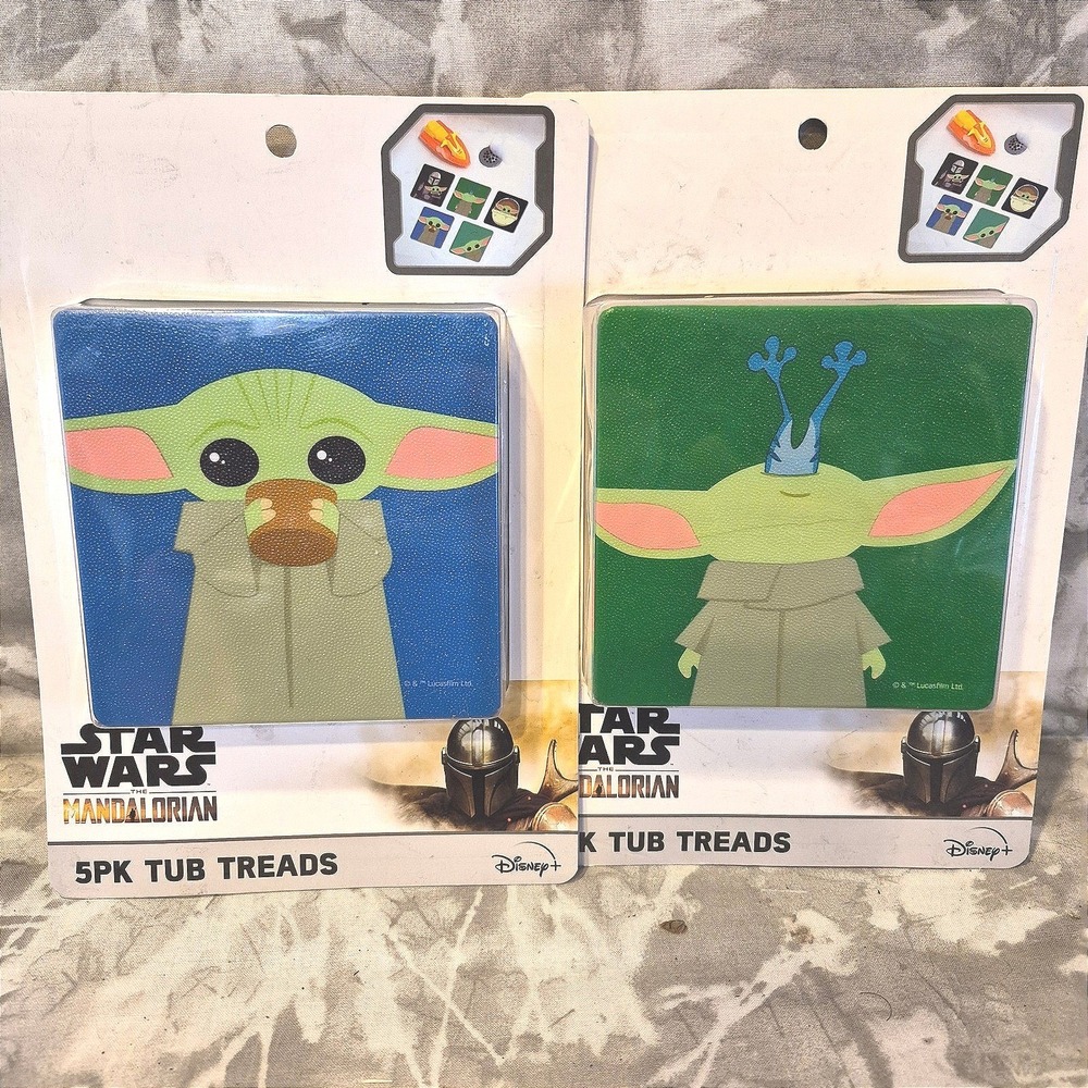 Star Wars The Mandalorian Grogu Baby Yoda 5pc Tub Treads Non-Slip Squares~2 Pack